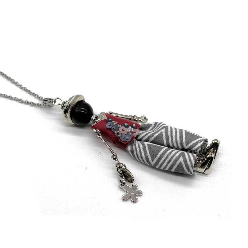 Pendentif Onyx Et Zircon Argent 925 - Goutte Rhodiée - Bijou Fantaisie Avec Boîte Cadeau