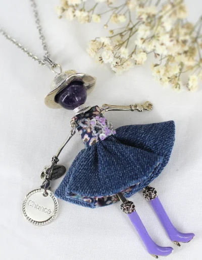 pendentif améthyste |collier poupée |murmures d'une charmeuse
