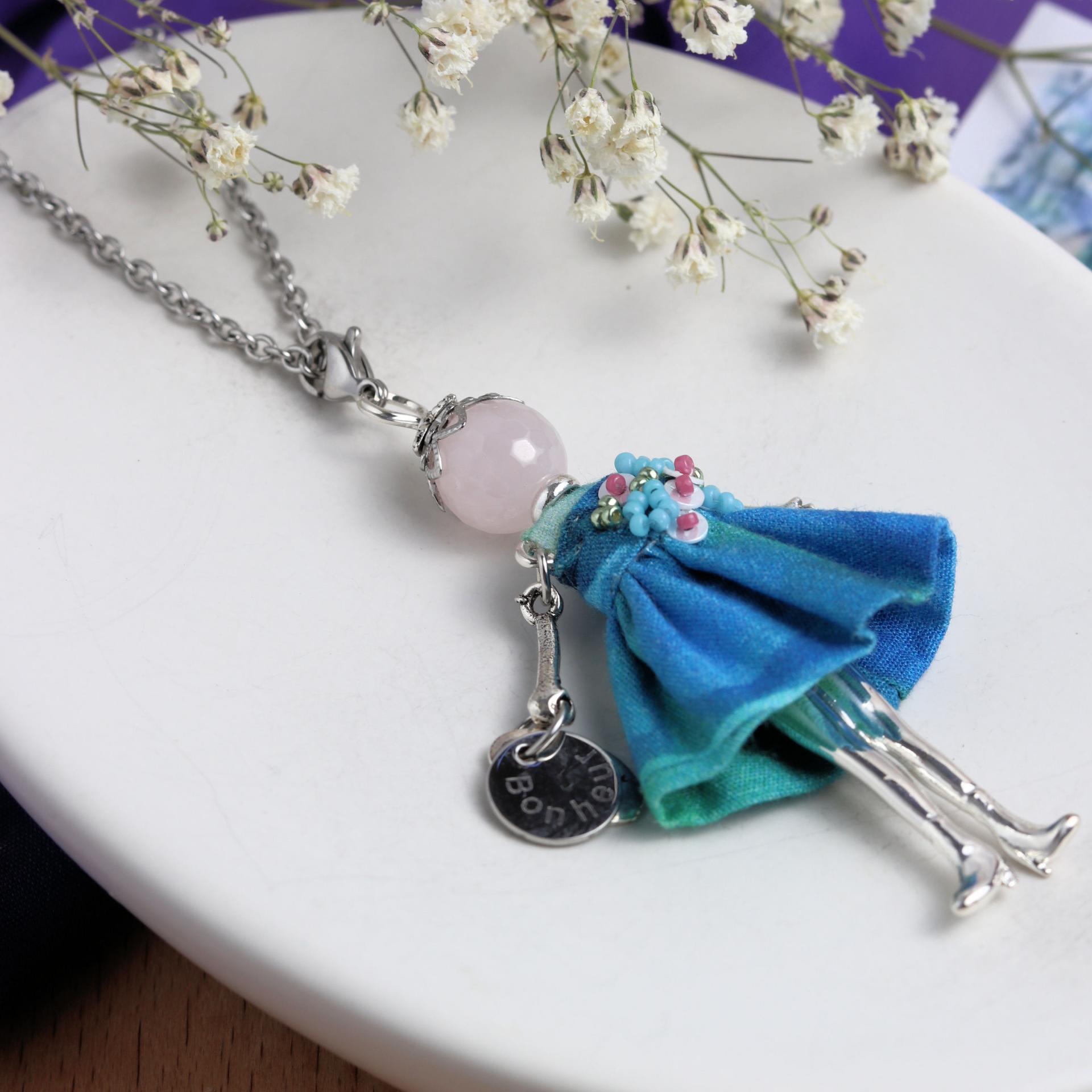 Pendentif quartz rose pour femme unique et original -Murmures-dune-charmeuse