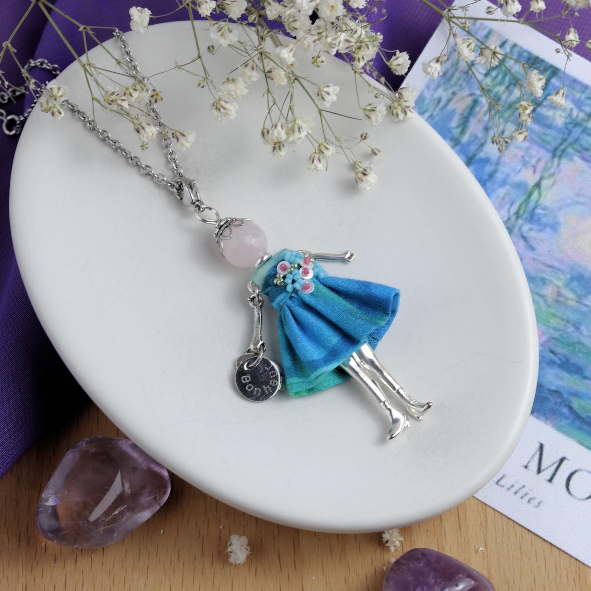 Quartz rose pendentif poupée pour femme-Murmures-dune-charmeuse