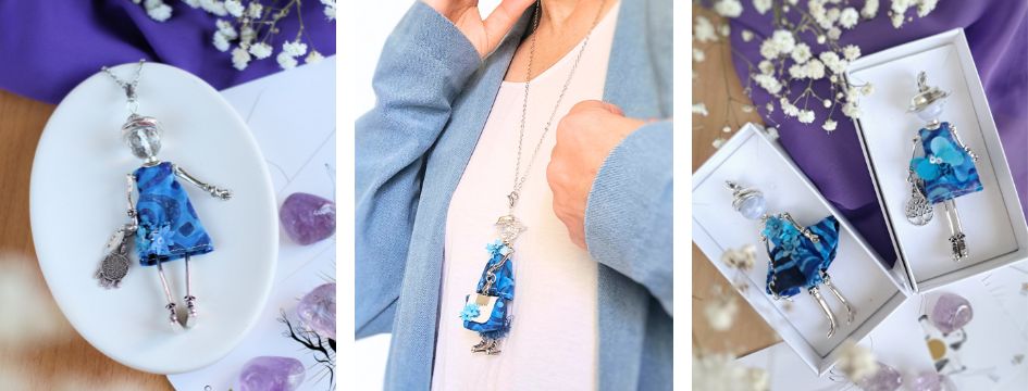 Bijoux bleux femme uniques et originaux - Murmures d'une charmeuse